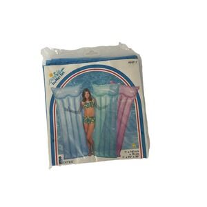 Vintage The Wet Set Air Mat Vinyl Pool Float 1999 Green Inflatable NIP 72" X 30"